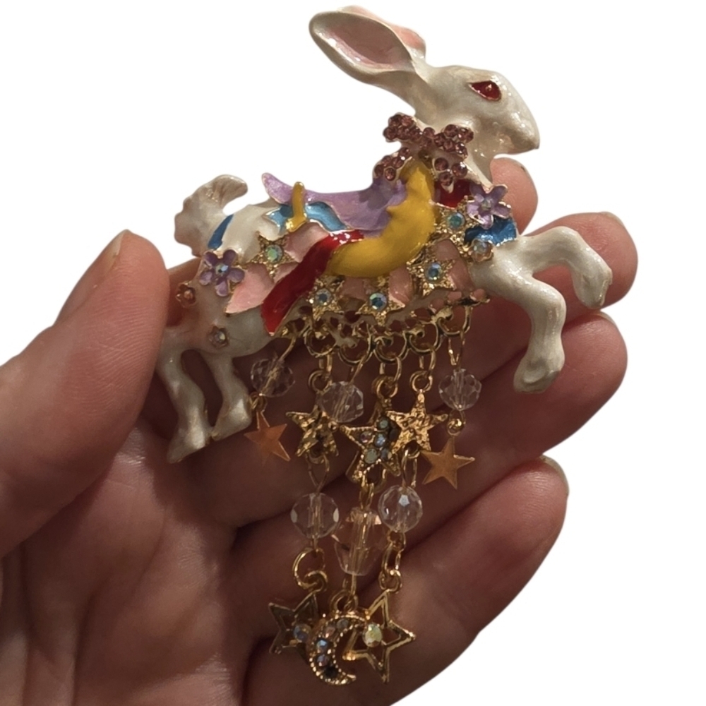Carousel Rabbit Statement Brooch | NWOT - Picture 2 of 5